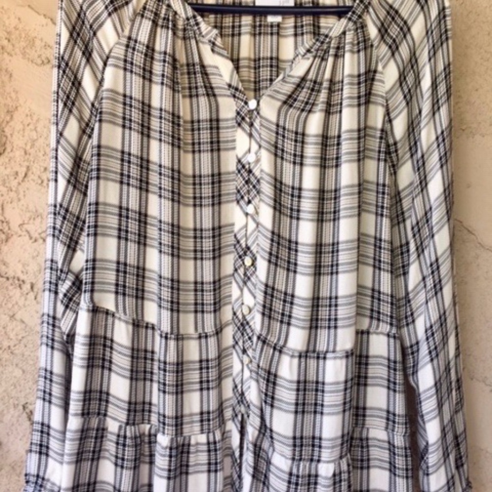 plaid overblouse top